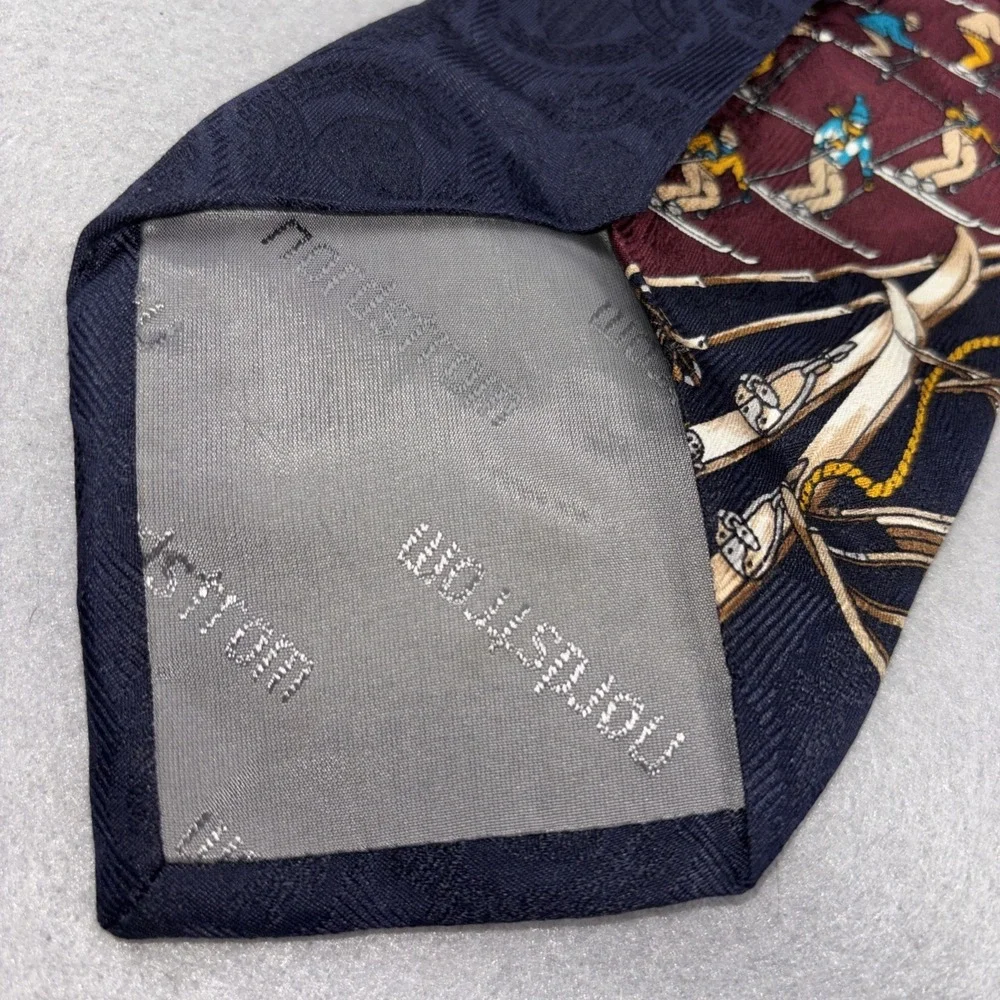 Robert‎ Talbott Men's 100% Silk Hand Sewn Neck Tie Snow Skier Winter EUC